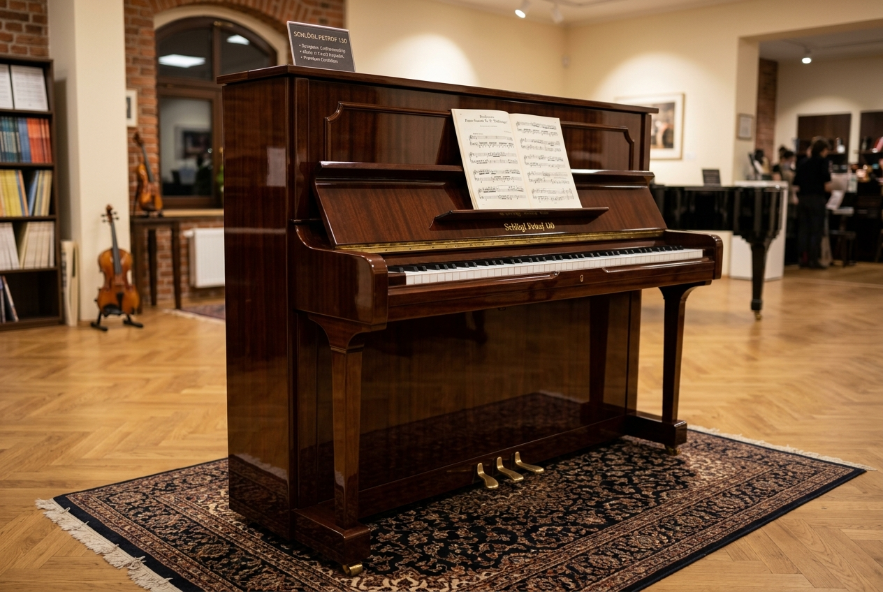 Piano Schlögl Petrof 120. Europese bouw. 3e ( studie ) pedaal Excl. uitvoering. Euro 2390,-