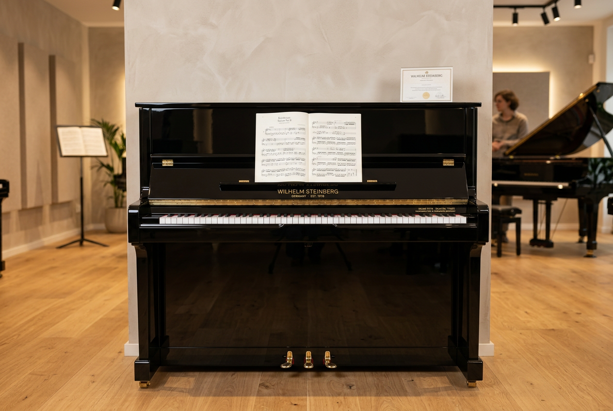 Jong gebruikte piano Wilhelm Steinberg zwart hoogglans Eisenberg Duitsland  Verkocht