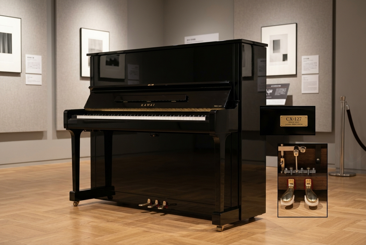 Japanse piano Kawai CX 127 zwart hoogglans. Studiepedaal.  Verkocht