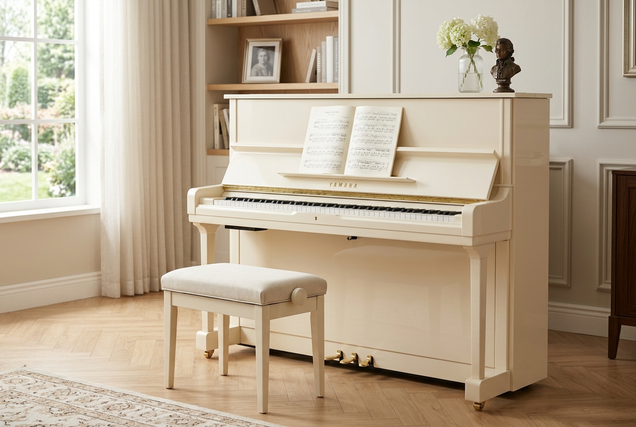 Excl. Japanse piano Yamaha 93 noten zijde glans. Makkelijk plaatsbaar. Nieuwstaat  €  1690,-